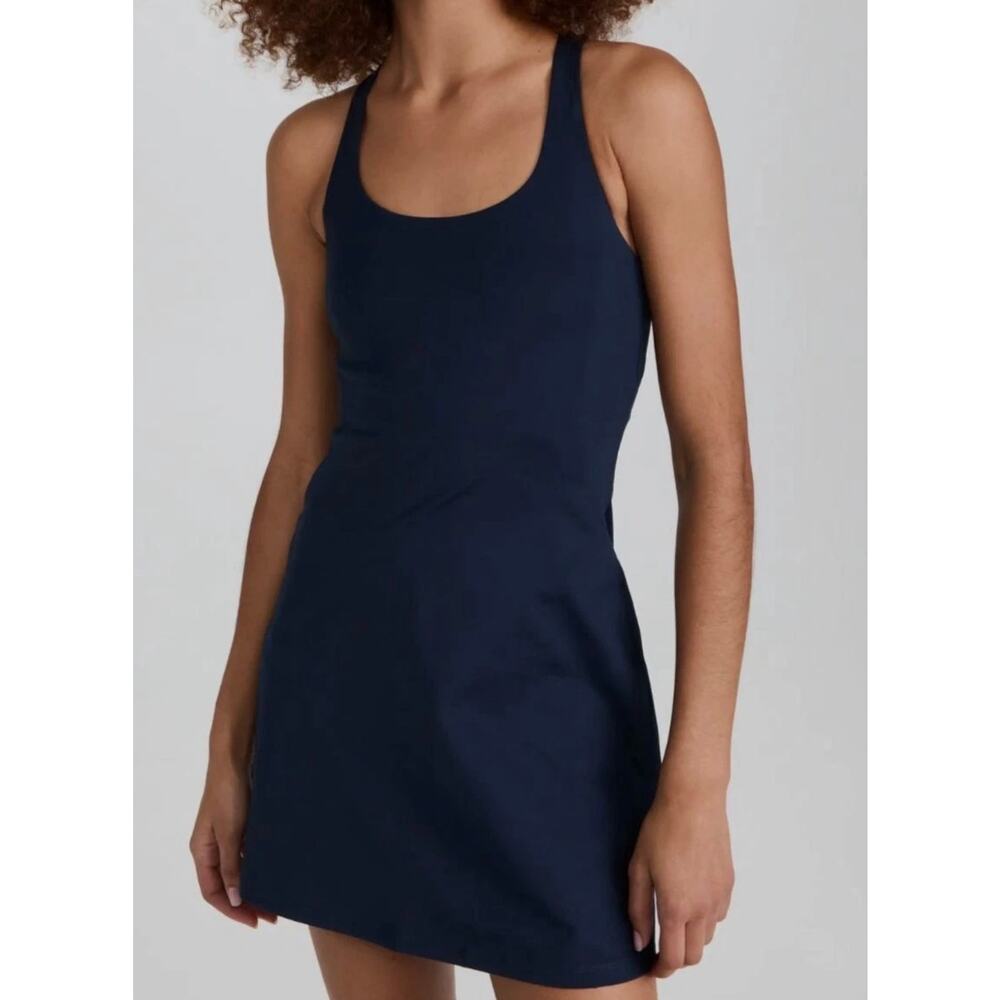 Girlfriend Collective Navy Paloma Racerback Mini Dress Size Small